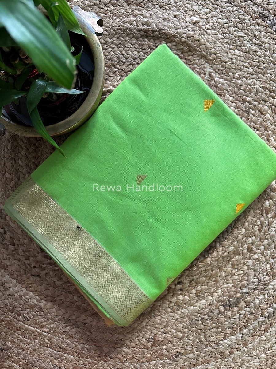 Maheshwari Parrot Green Zari Butti Saree SBT053