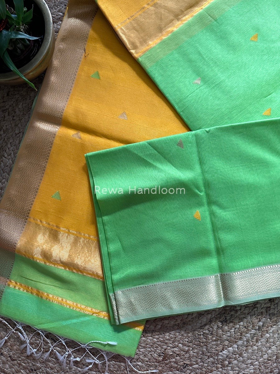 Maheshwari Parrot Green Zari Butti Saree SBT053