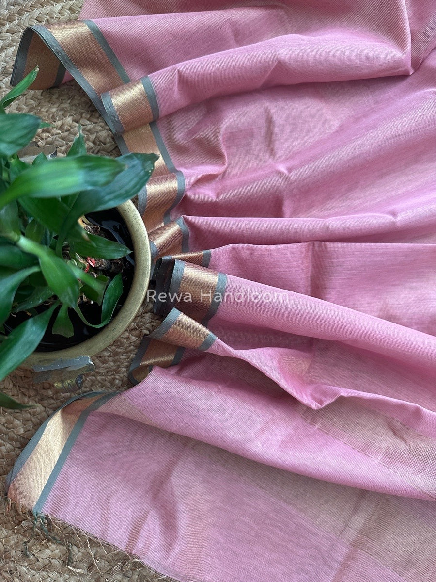Baby Pink Striped Tissue Silk Dupatta main image 1