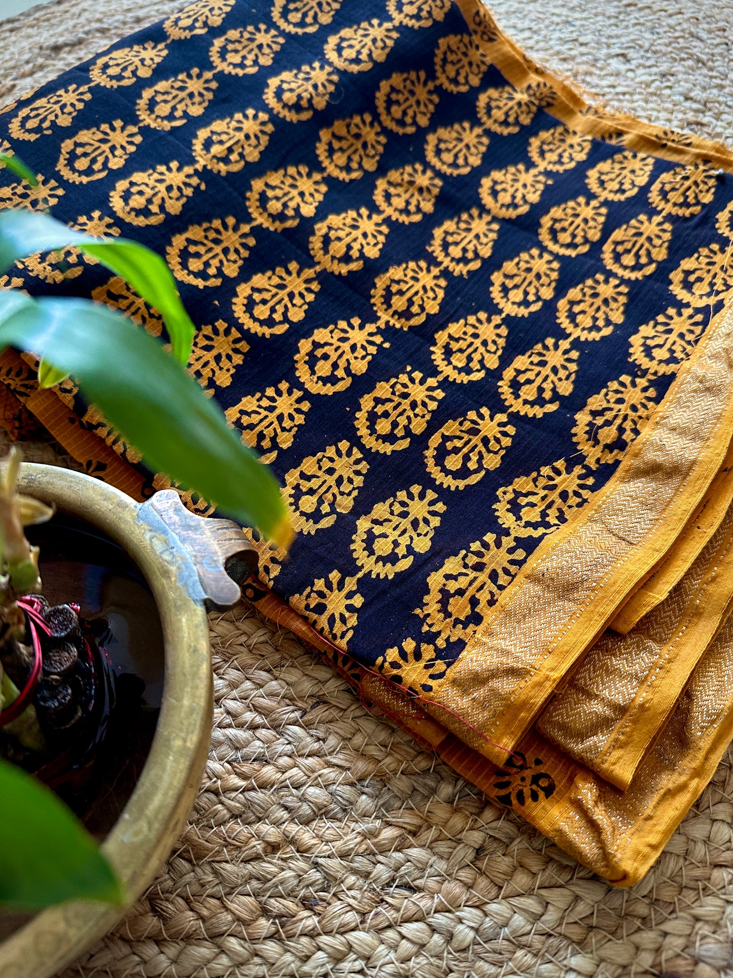 Maheshwari Black- Yellow Bagh Print Suit