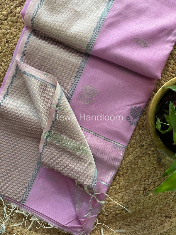 Maheshwari Lavender Silver Zari Buta-Buti Saree SBP02