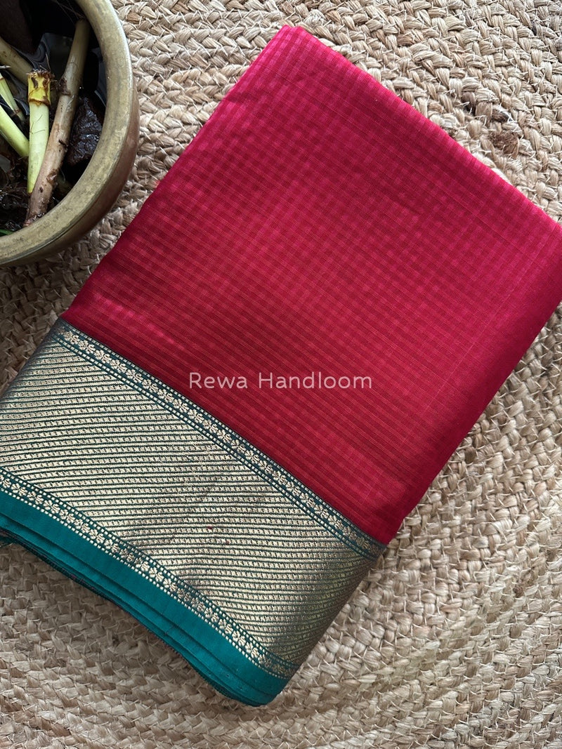 Exclusive Maheshwari 75% Silk Maroon Saree SS031