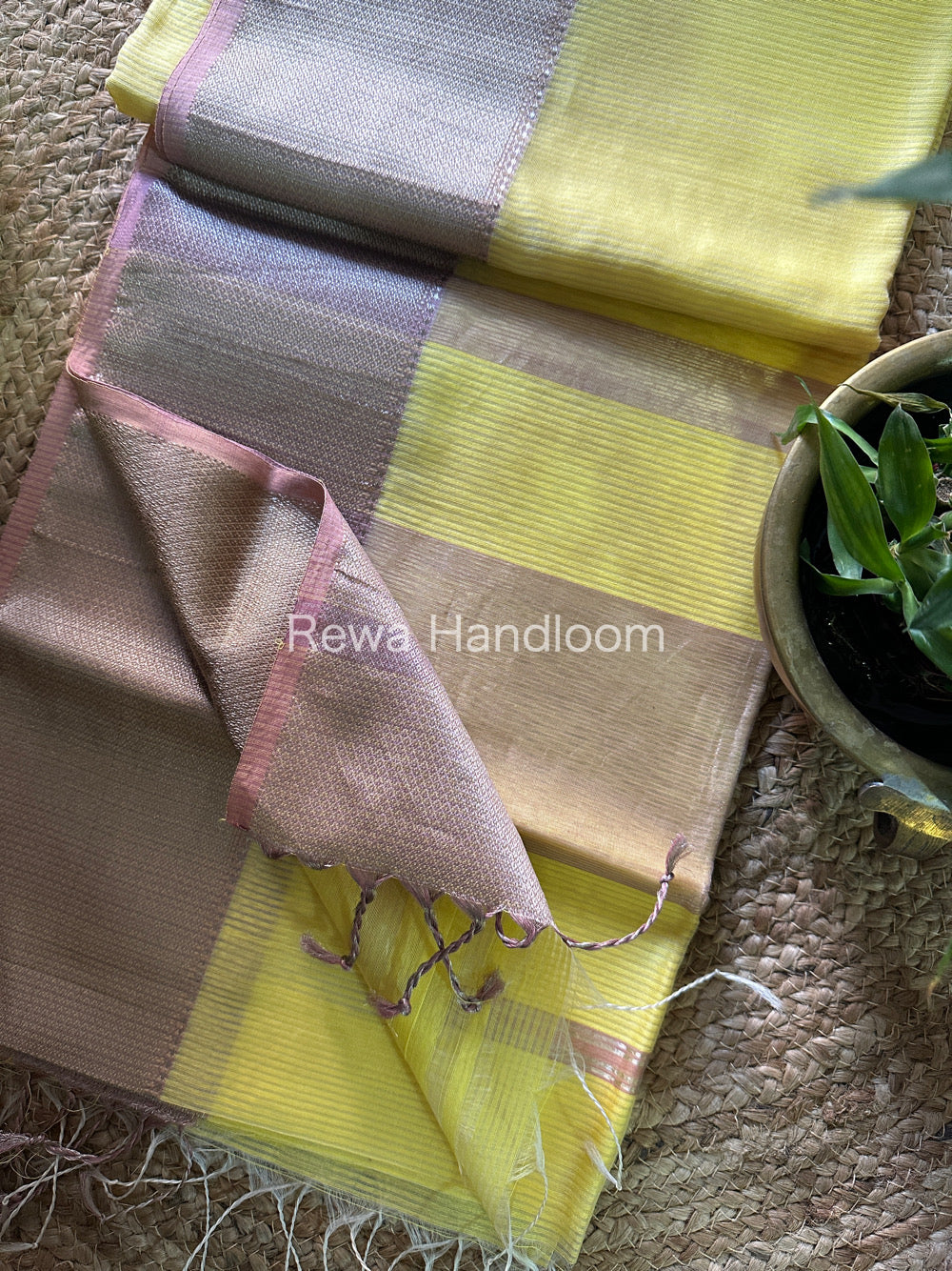 Maheshwari Yellow Silver Zari Saree SS01