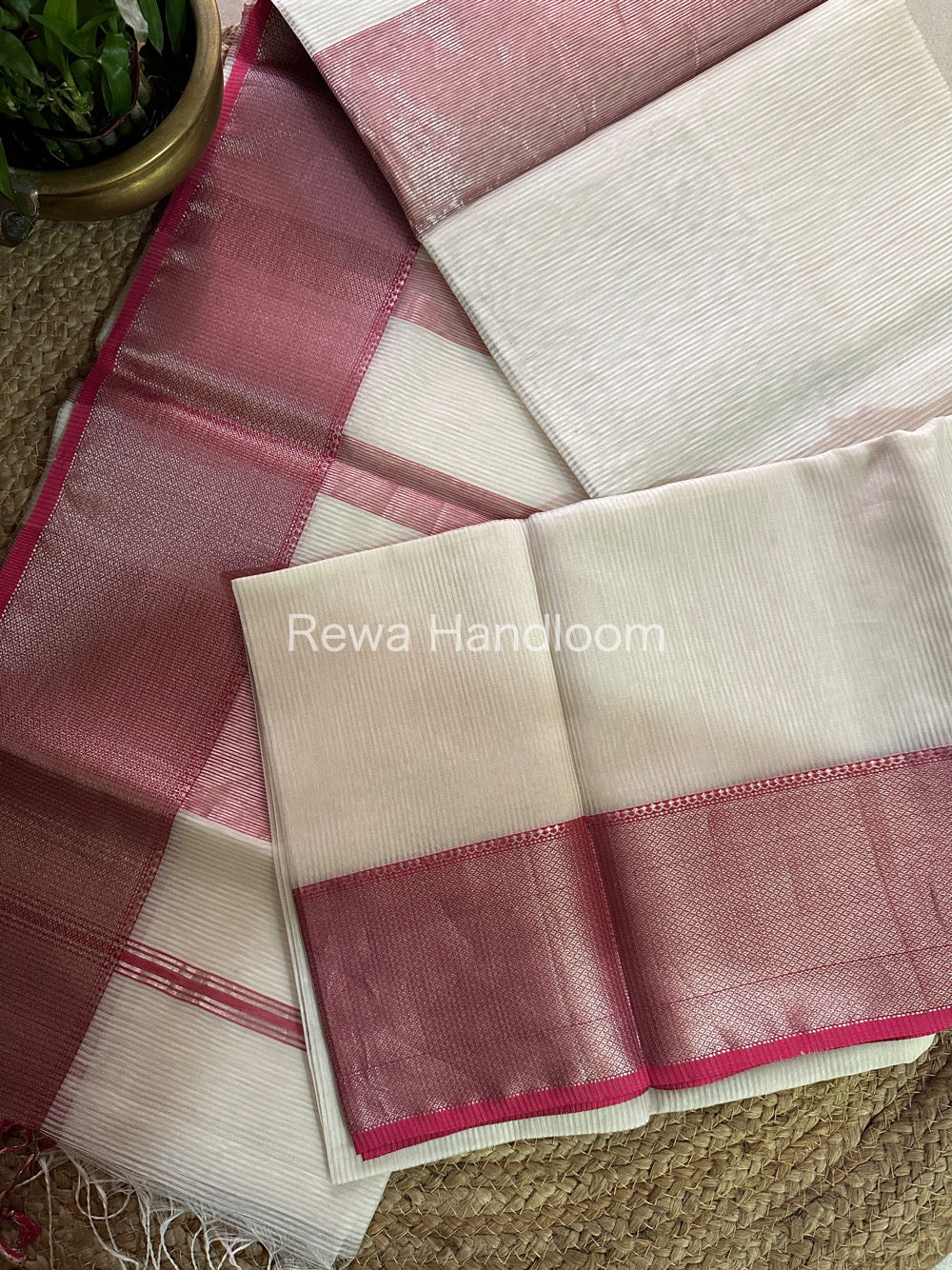 Maheshwari White Silver Zari Saree SS02