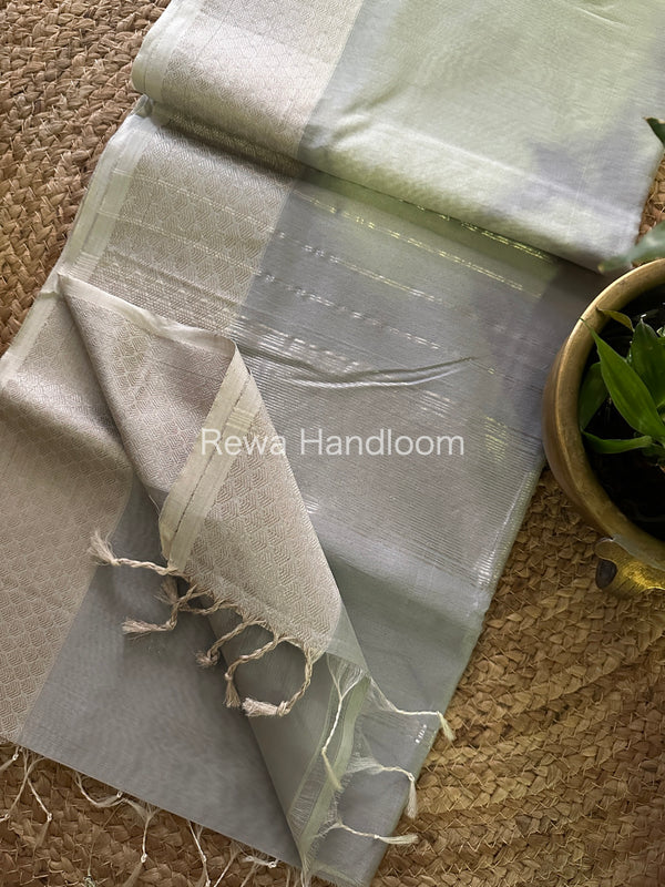 Maheshwari Grey Silver Zari Saree SGB18