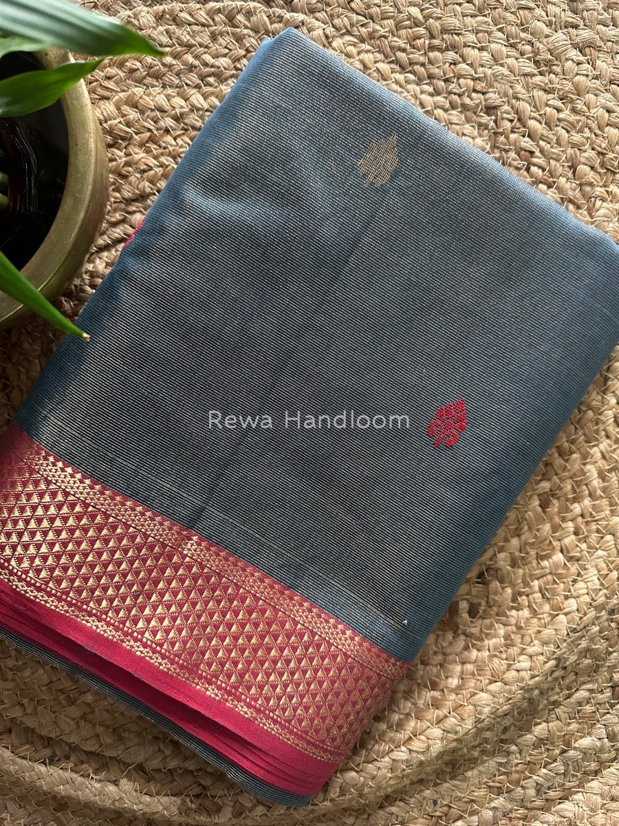 Maheshwari Grey Tissue Butti Saree TBS017