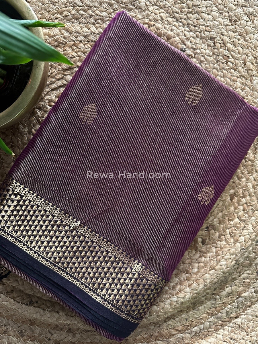 Maheshwari Purple Tissue Butti Saree TBS018