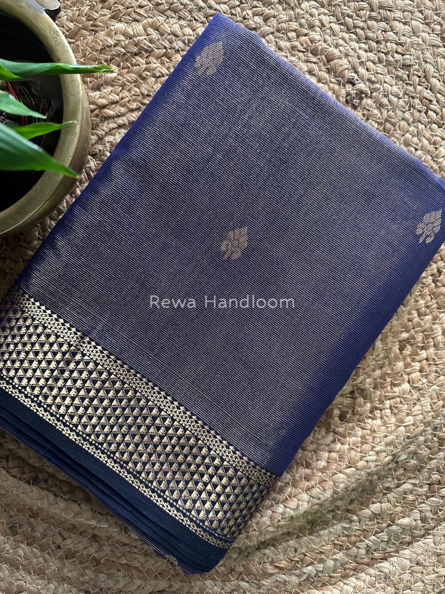 Maheshwari Blue Tissue Butti Saree TBS020