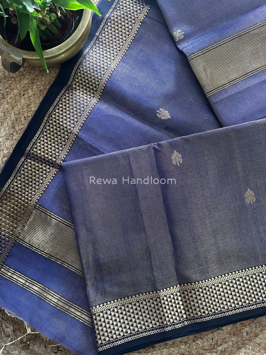 Maheshwari Blue Tissue Butti Saree TBS020