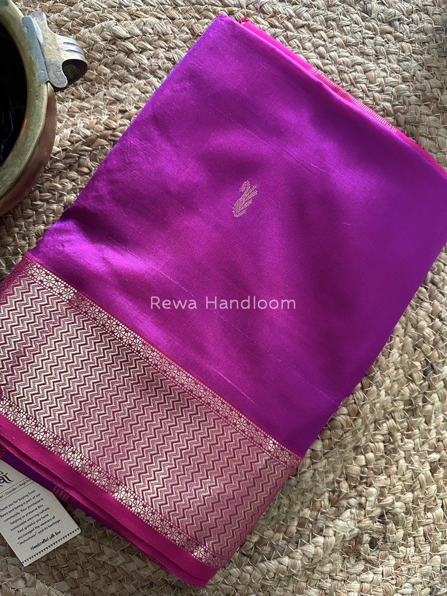 Maheshwari Violet Pure Silk Saree PS21