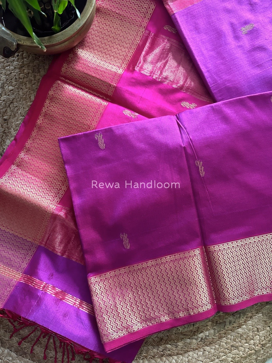 Maheshwari Violet Pure Silk Saree PS21