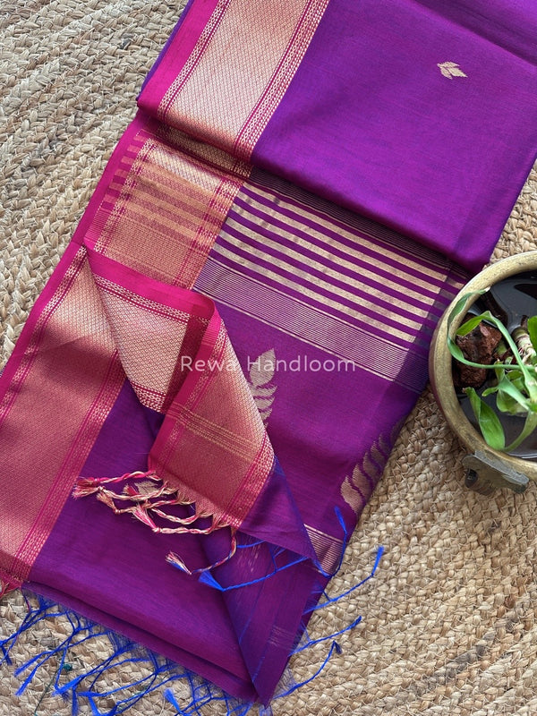 Butta Pallu Zari Border Saree ~ Maheshwari Saree