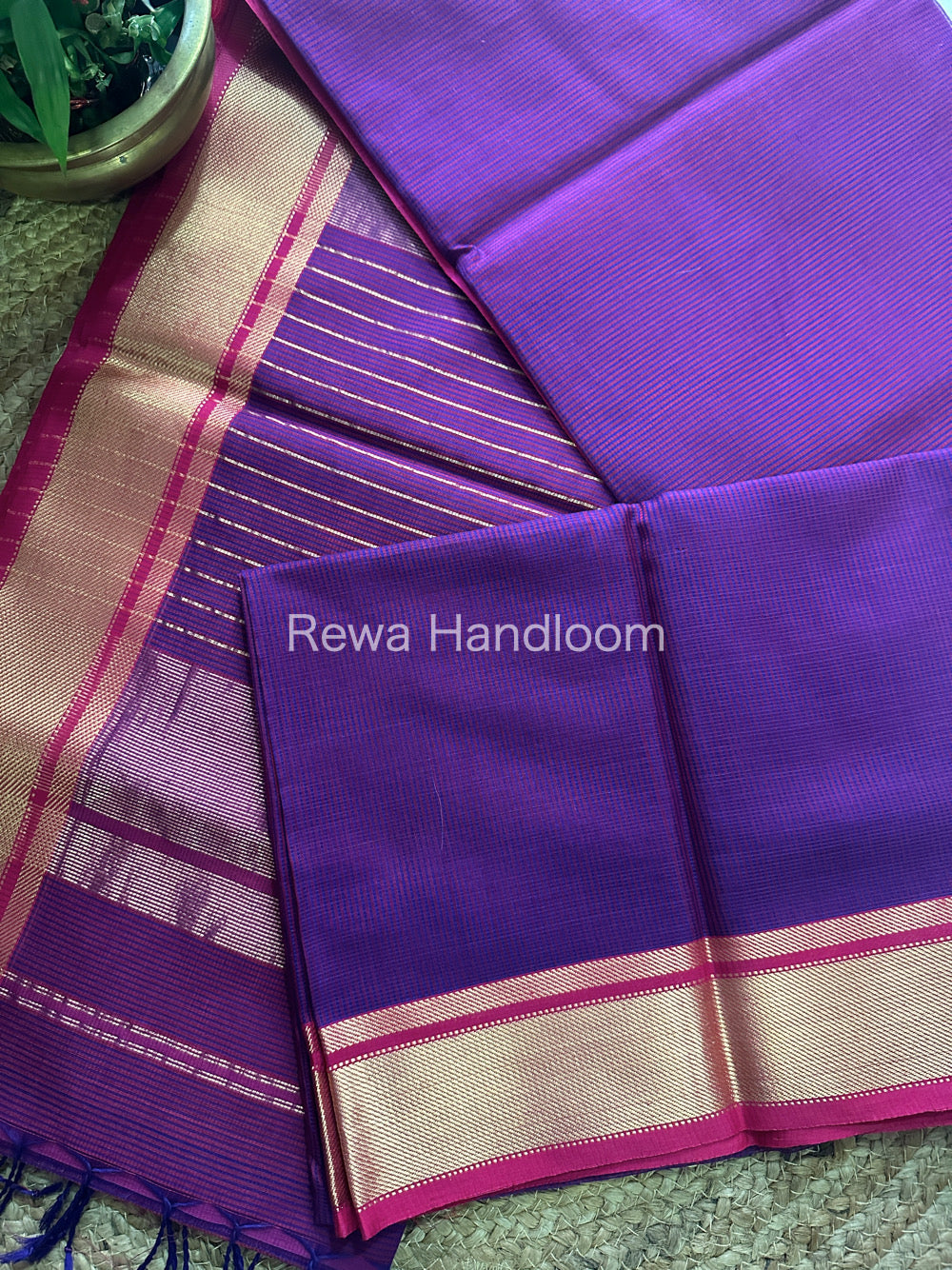Maheshwari Self Checks Magenta Saree MCS09