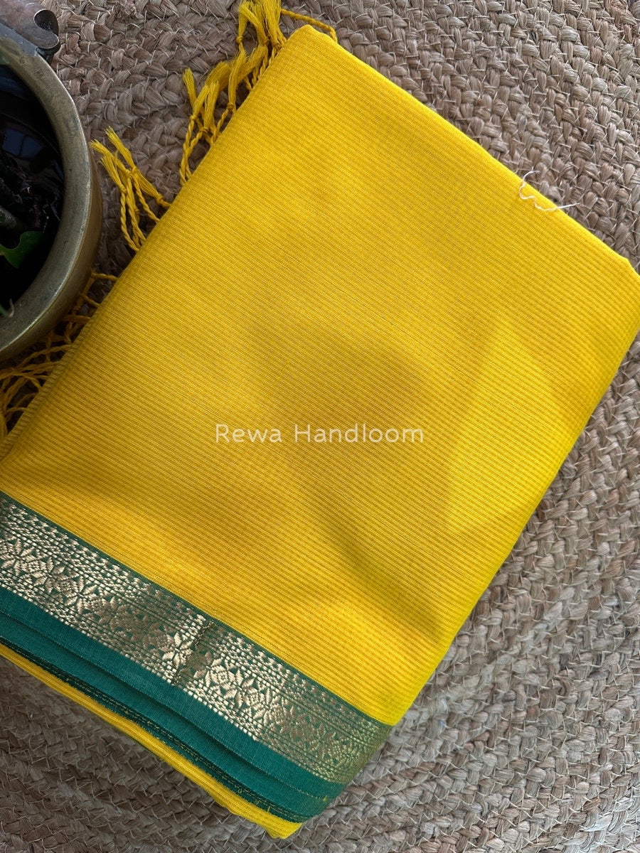 Maheshwari Yellow Garbha Reshami Silk Saree GS182