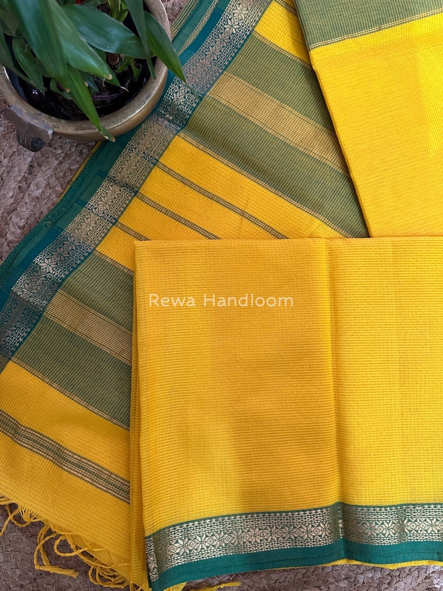 Maheshwari Yellow Garbha Reshami Silk Saree GS182