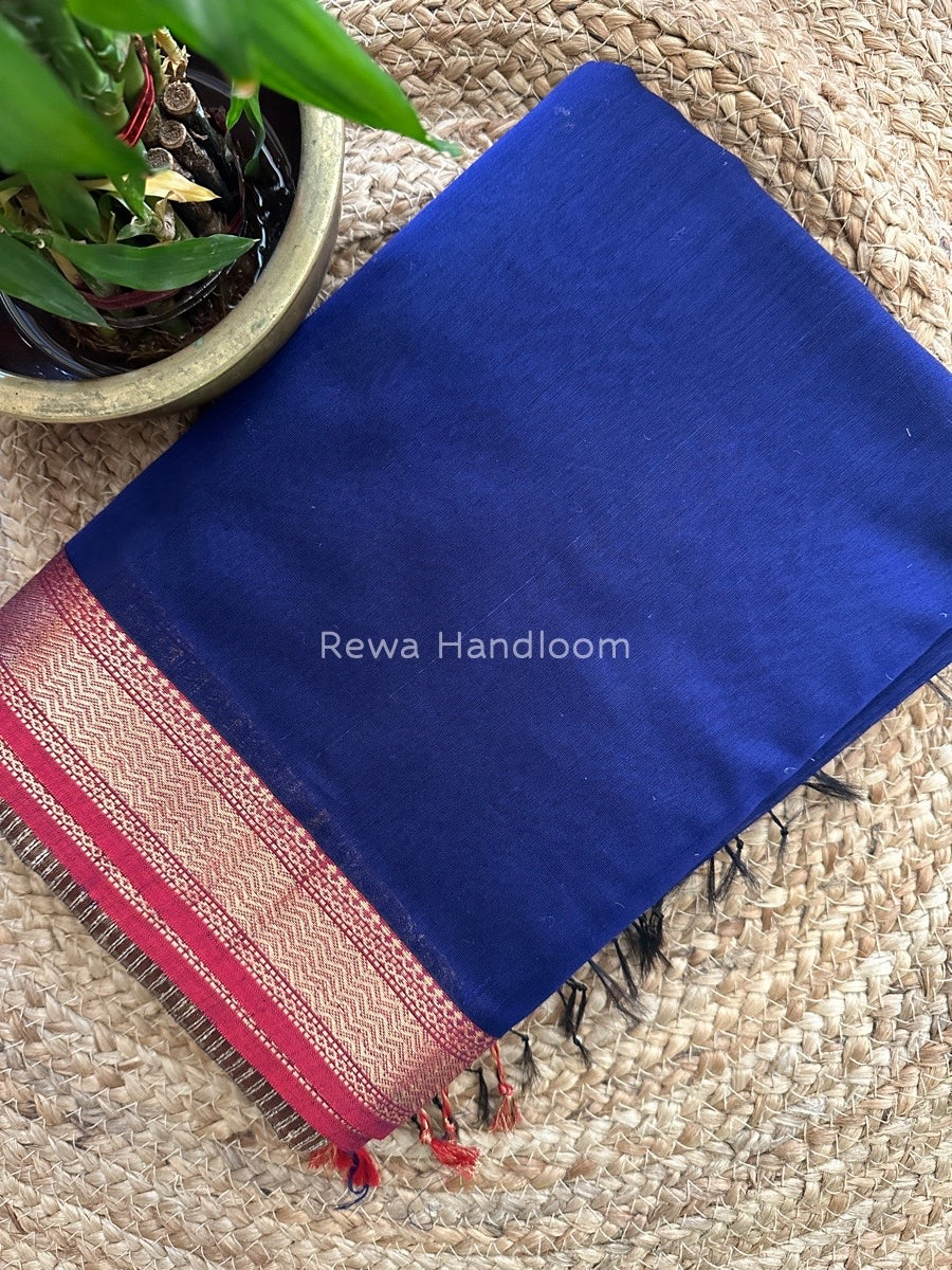 Maheshwari Navy Blue Gichha Pallu Saree GP036