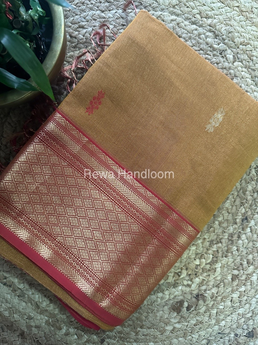 Maheshwari Rust Orang Tissue Rich Pallu Saree THP015