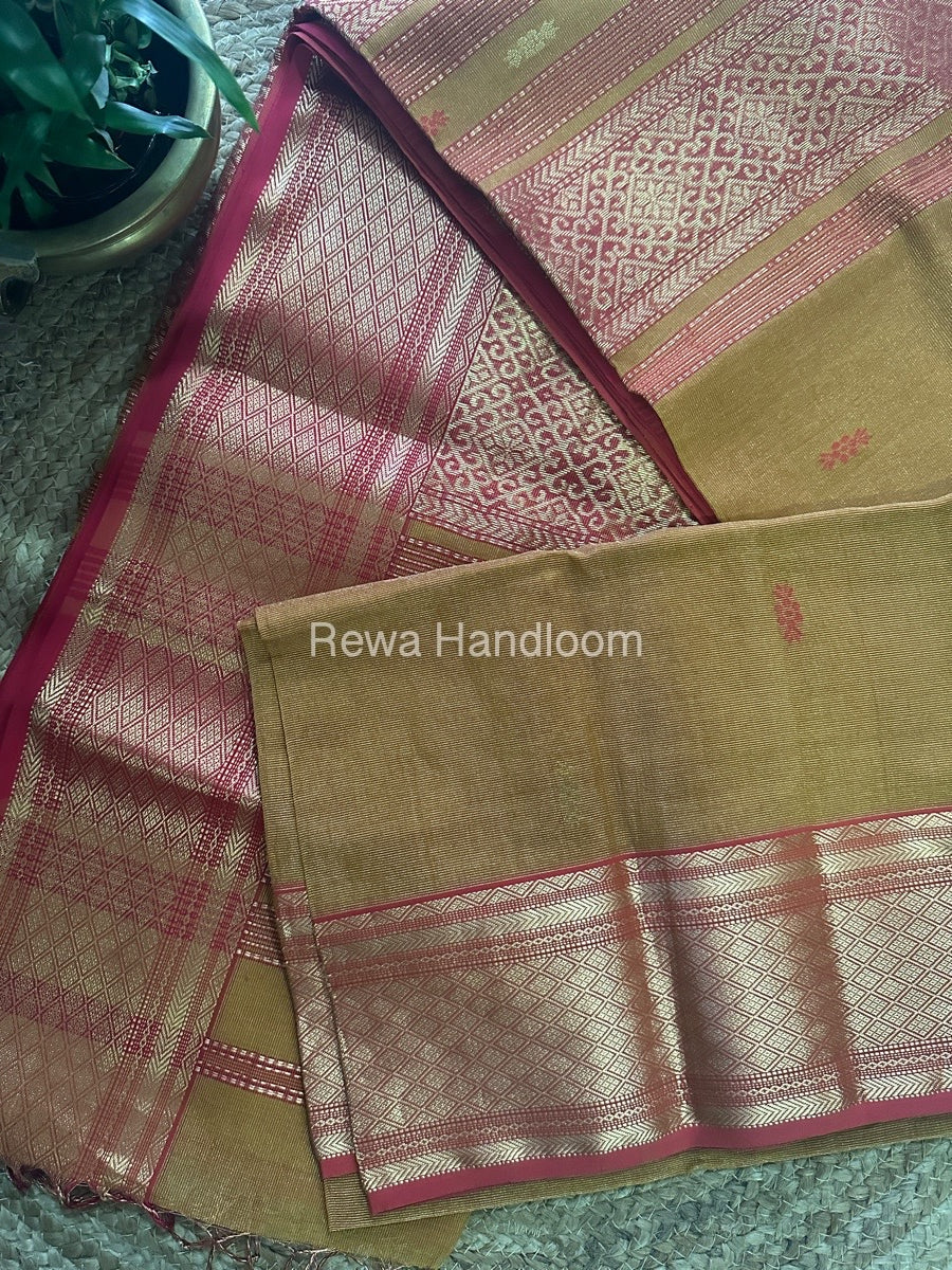 Maheshwari Rust Orang Tissue Rich Pallu Saree THP015