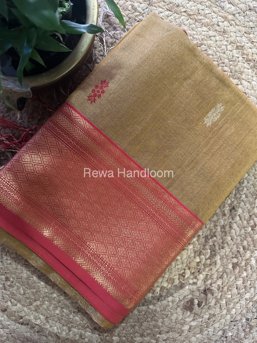 Maheshwari Mehandi Green Tissue Rich Pallu Saree THP016