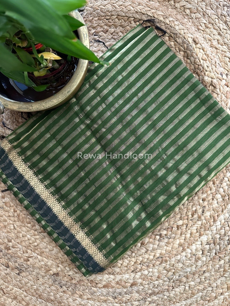 Maheshwari Mehendi Green Tissue Silk Saree TZLS012