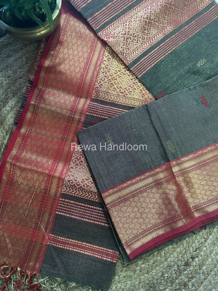 Maheshwari Black Tissue Rich Pallu Saree THP014