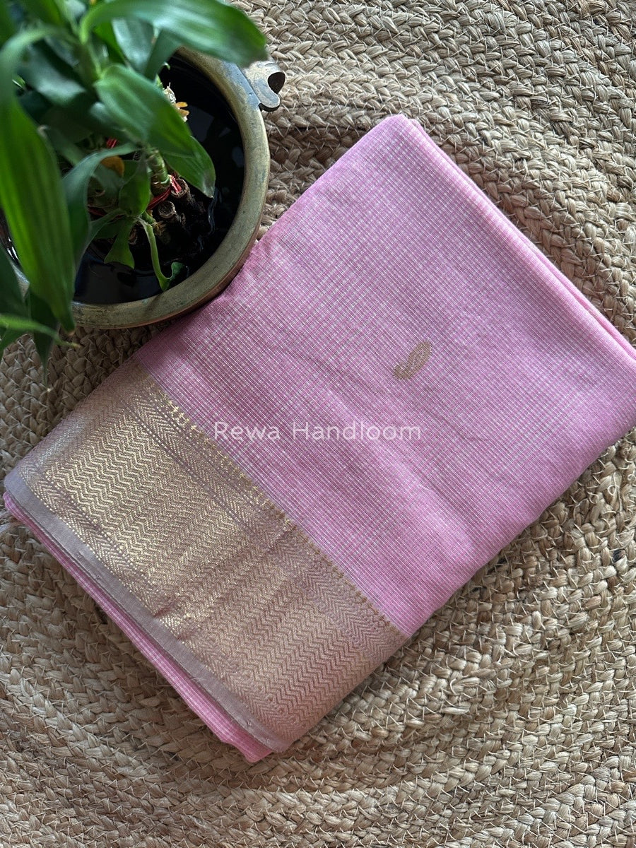 Maheshwari Baby Pink Tissue Butti Saree TKB01