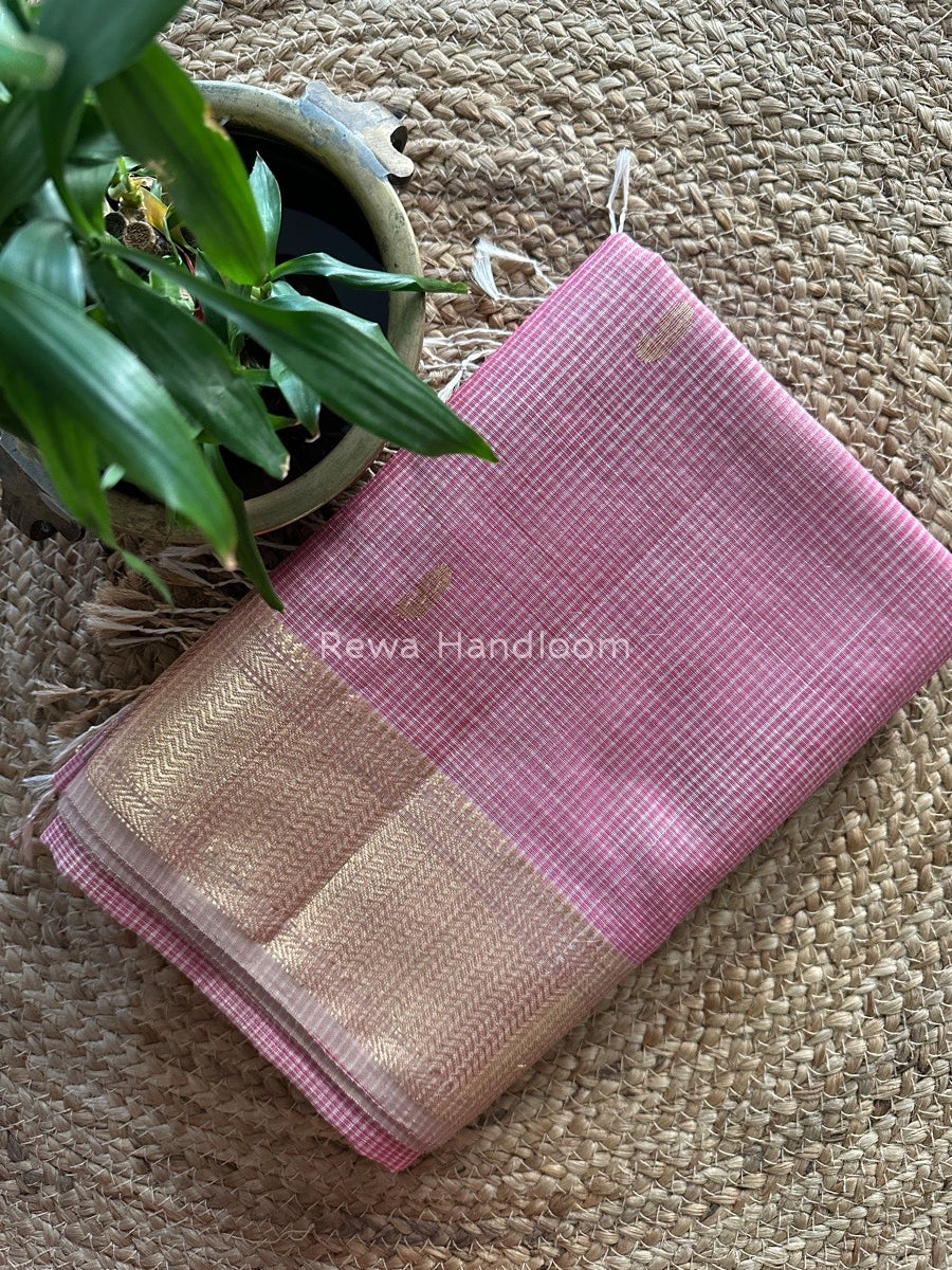Maheshwari Pink Tissue Butti Saree TKB010