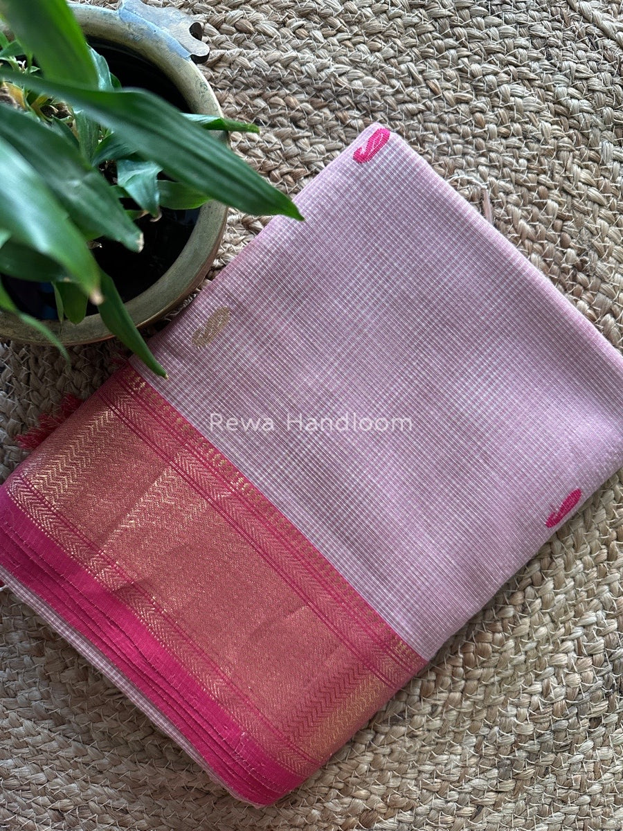Maheshwari Baby Pink Tissue Butti Saree TKB08