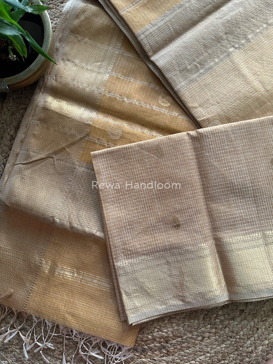 Maheshwari Mustard Yellow Tissue Butti Saree TKB07