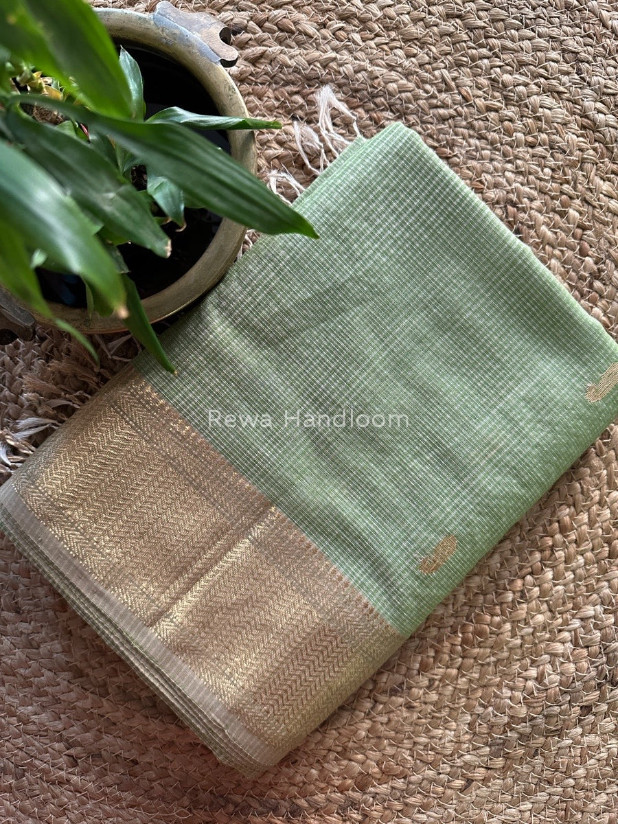 Maheshwari Light GreenTissue Butti Saree TKB06