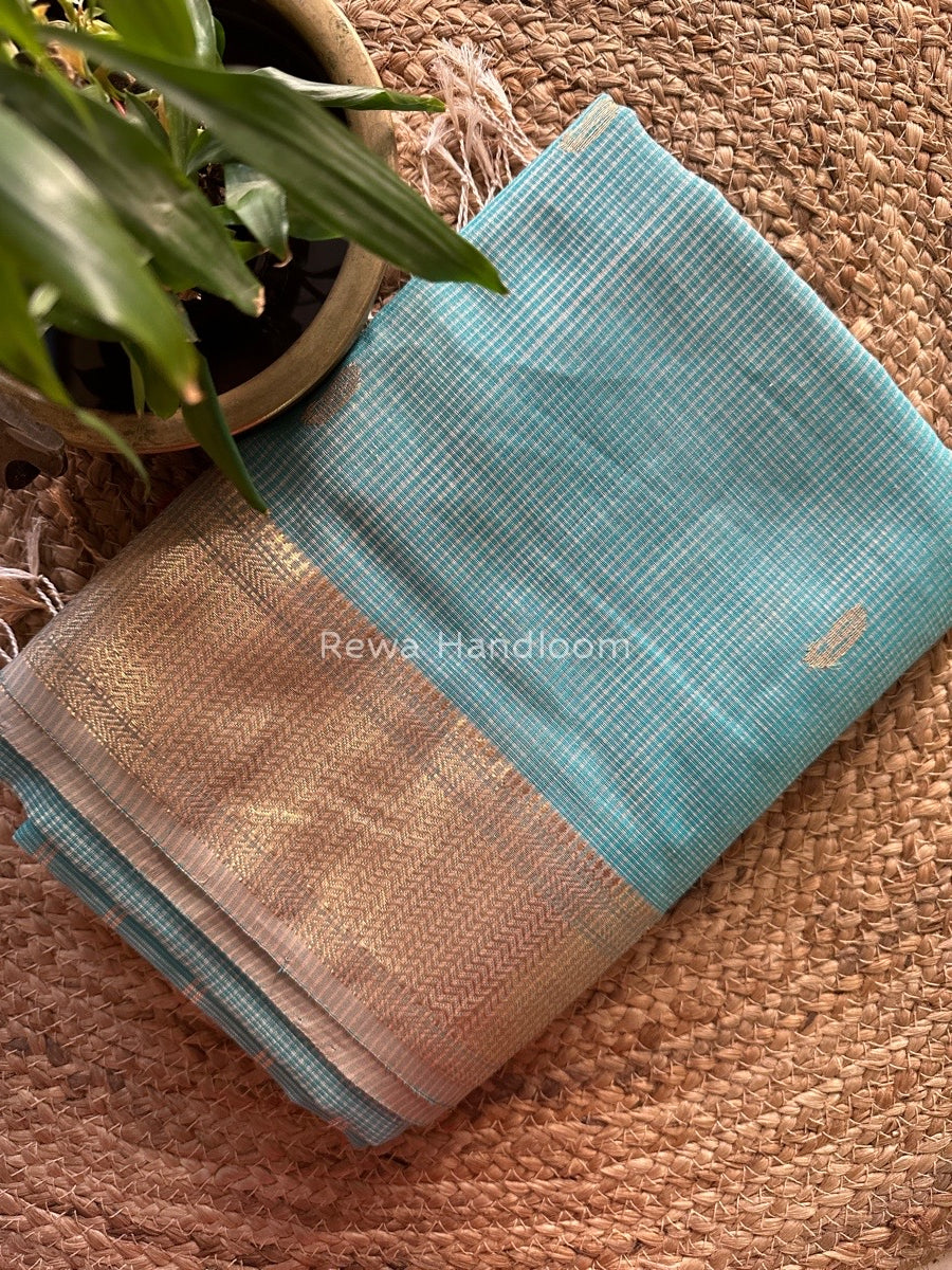 Maheshwari Firozi Tissue Butti Saree TKB05