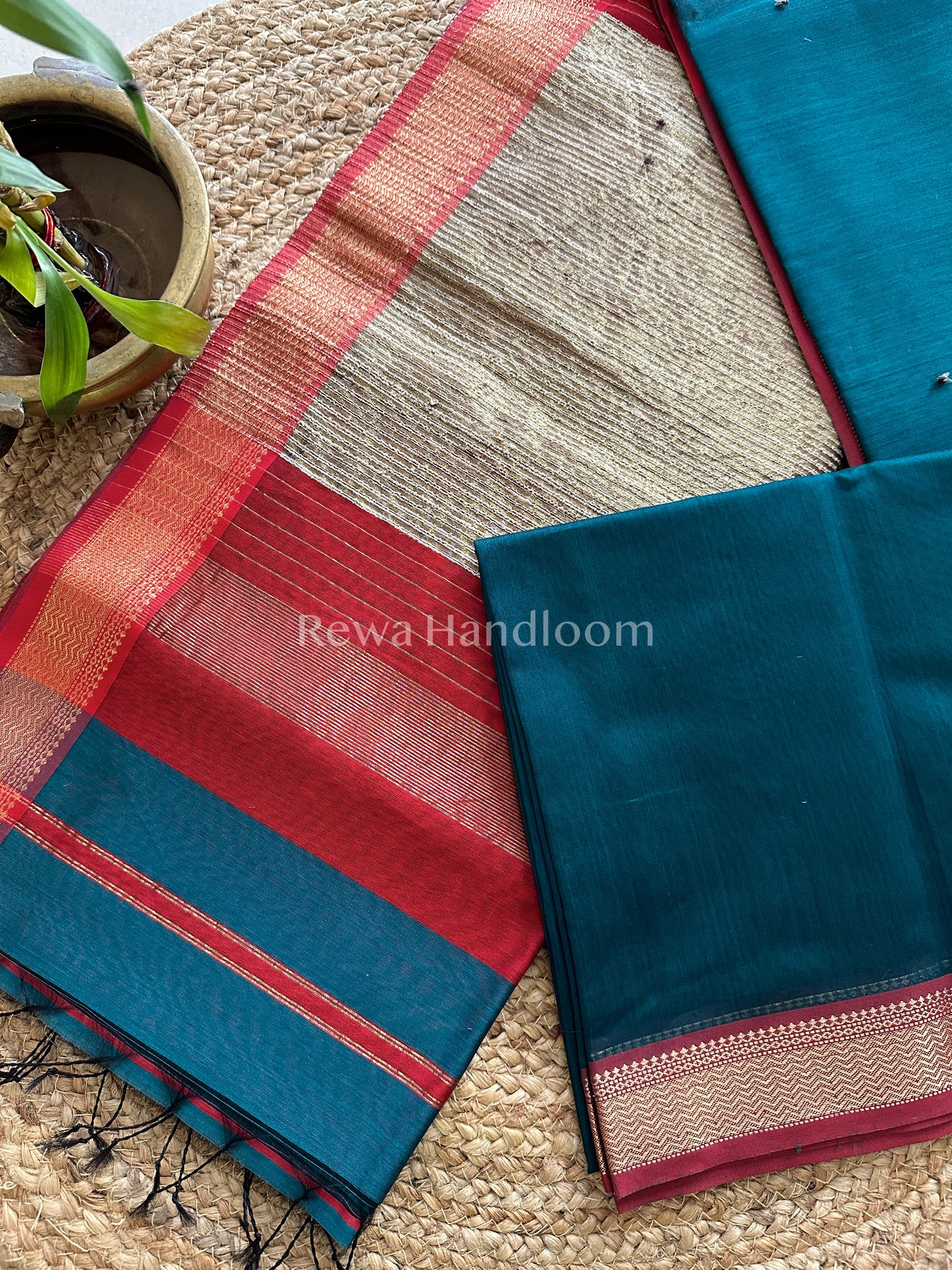 Maheshwari German Blue Rewa Border Saree GP12