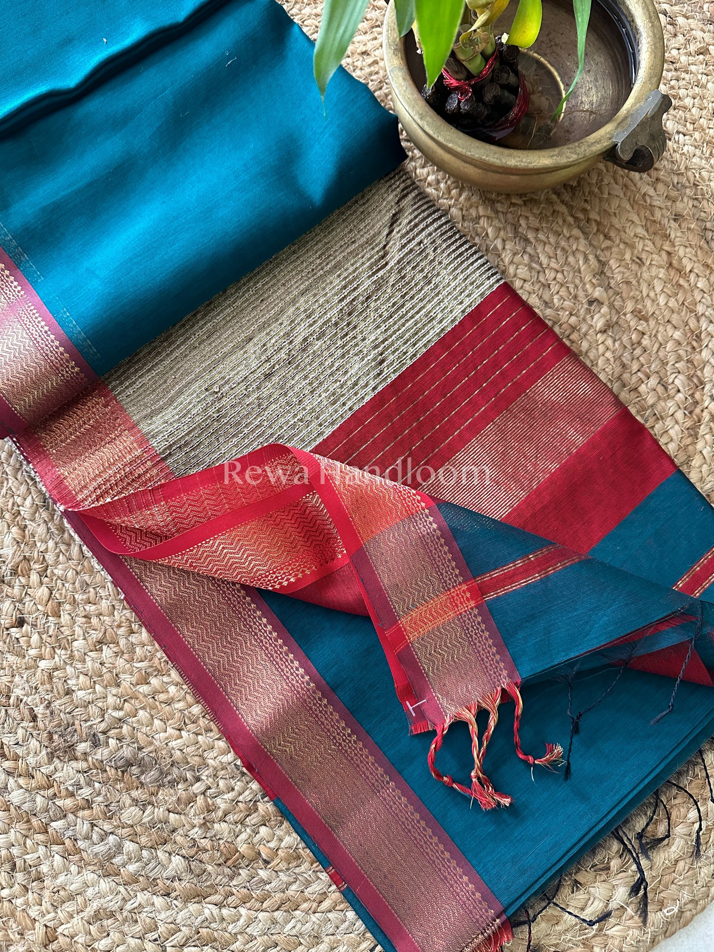 Maheshwari German Blue Rewa Border Saree GP12