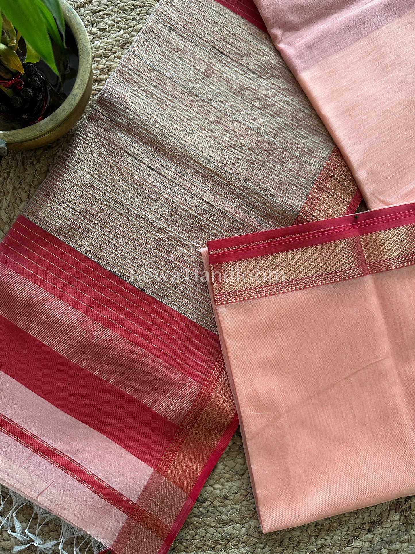 Maheshwari Peach Rewa Border Saree GP16