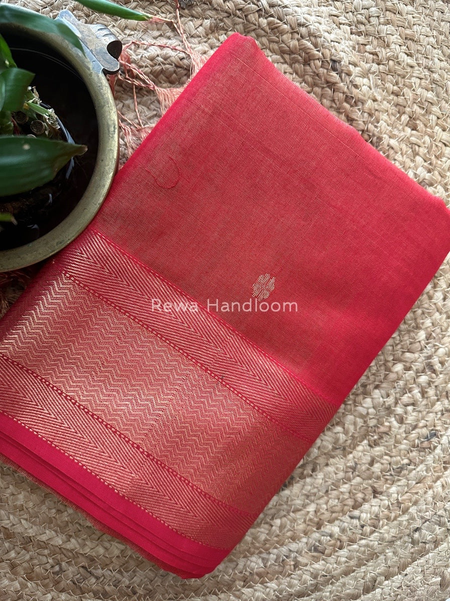 Maheshwari Red Tissue Butti Saree TBBS017