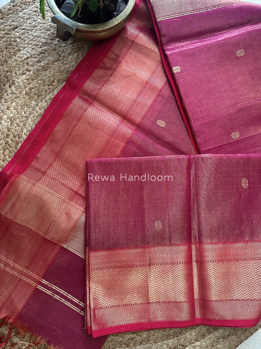 Maheshwari Magenta Tissue Butti Saree TBBS018