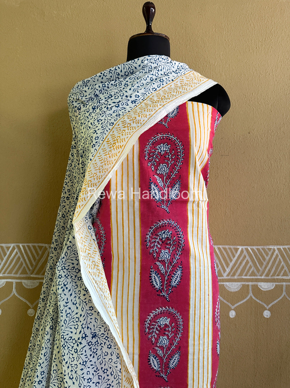 Pink-Yellow Indigo Bagh Print Suit- BCI020