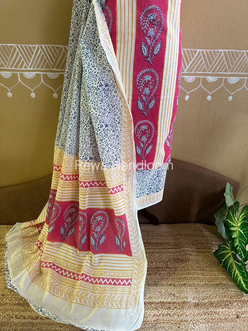 Pink-Yellow Indigo Bagh Print Suit- BCI020