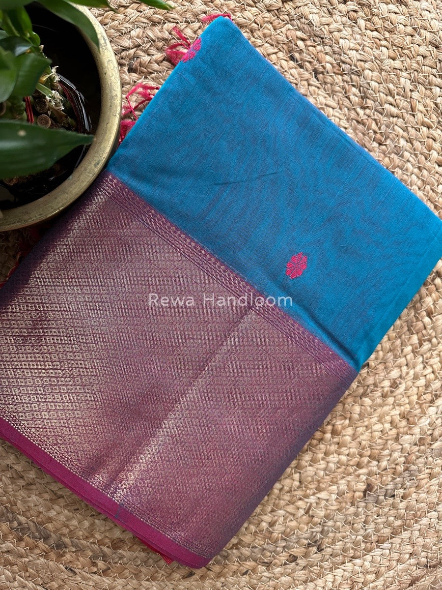 Maheshwari Rama Green Zari Skirt Butti Saree ZSB053