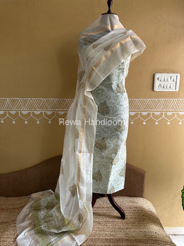 Maheshwari Handblock Print Top-Dupatta