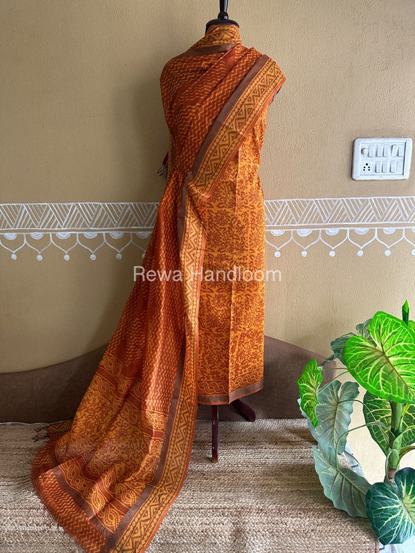 Batik Print Silk Top-Dupatta