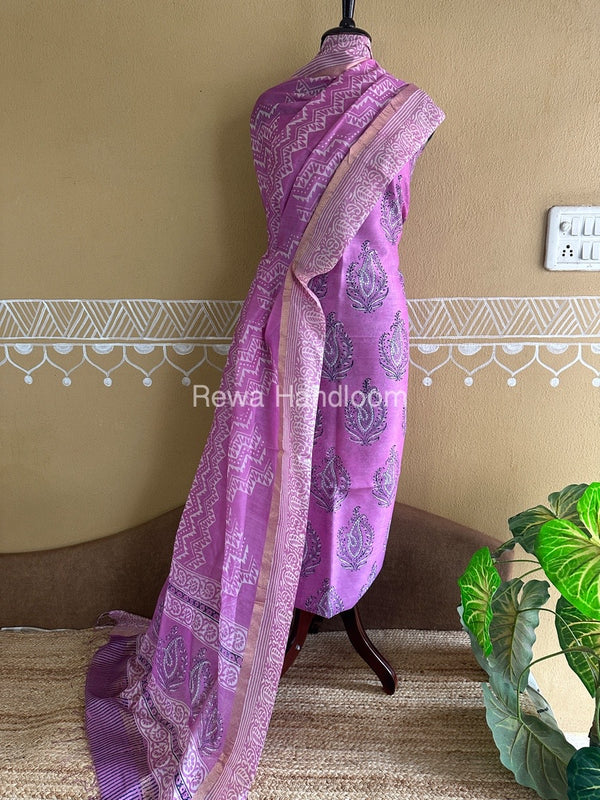 Batik Print Silk Top-Dupatta
