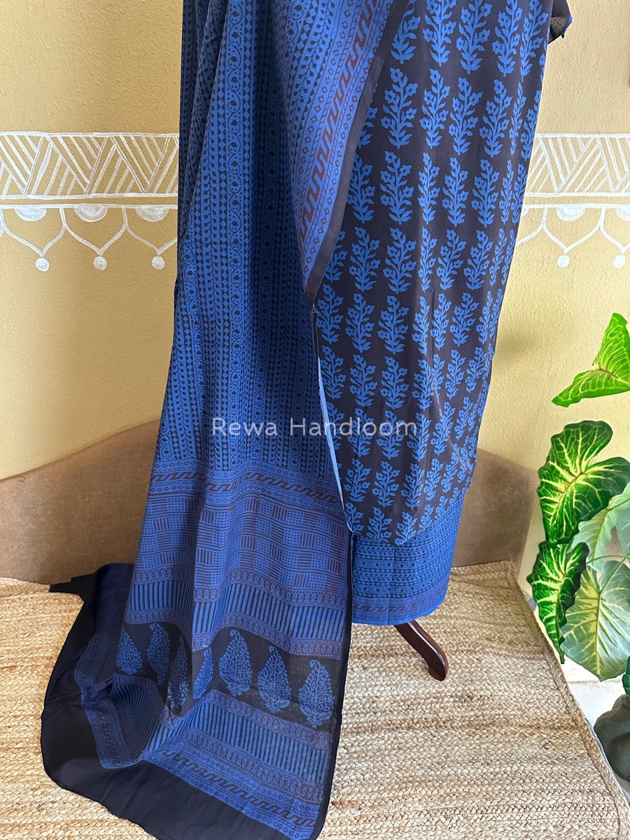 Black-Blue Bagh Print Cotton Suit BCSP0111
