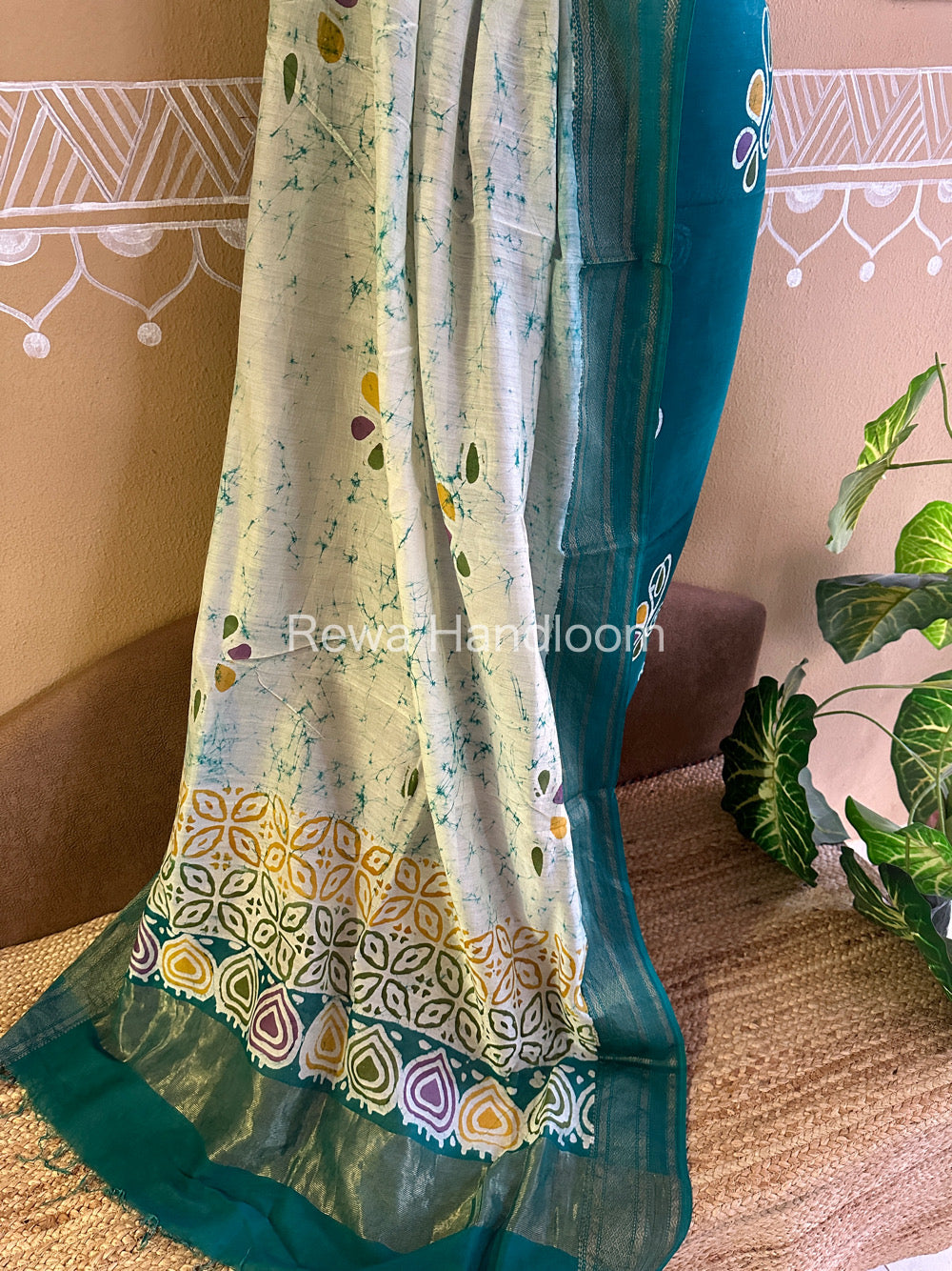 Maheshwari Rama Green Batik Printed Dress Material BTP121