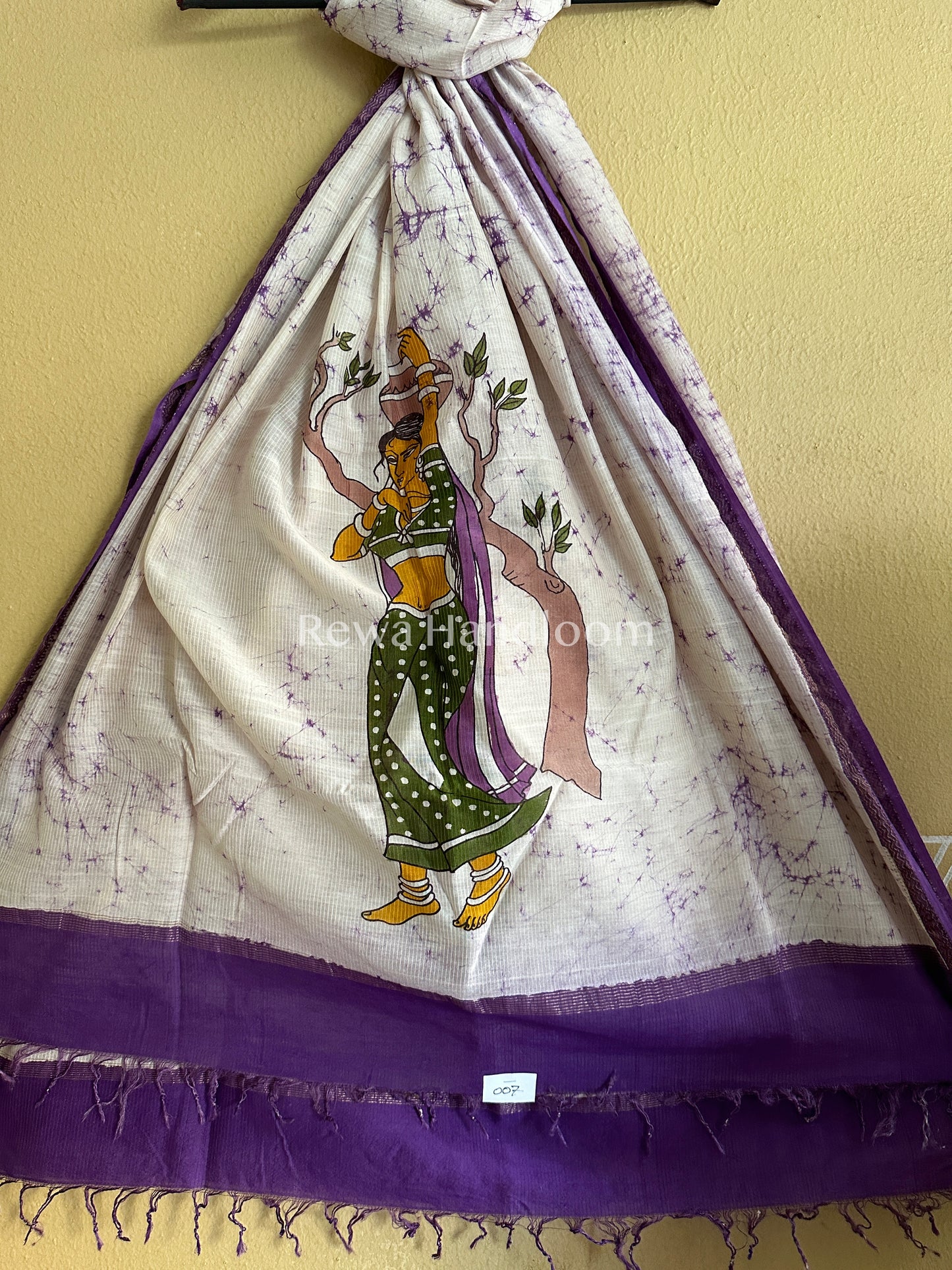 Maheshwari Violet Hand painted Dupatta BT018