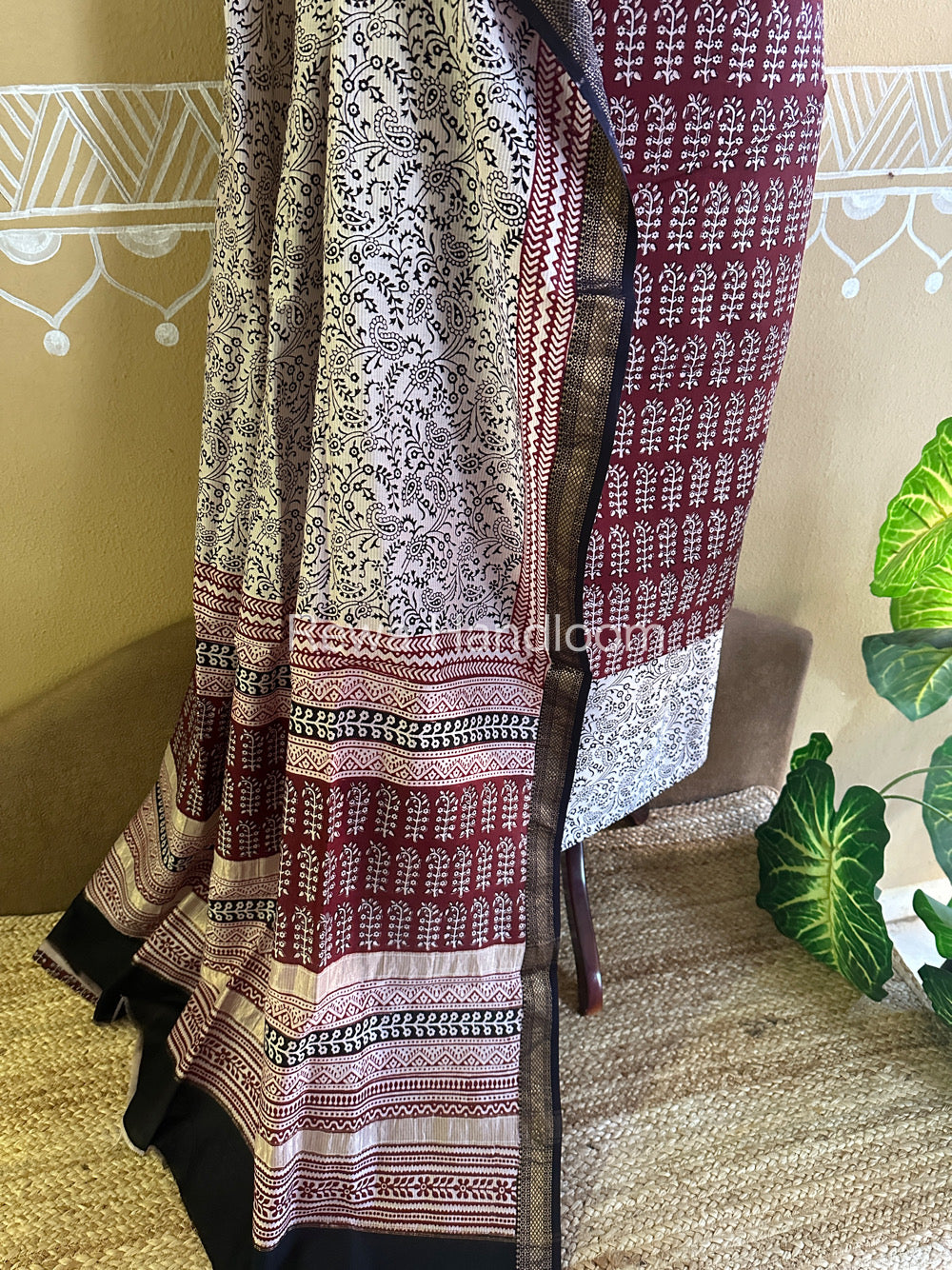 Maheshwari Maroon-White Bagh Print Suit BSP017