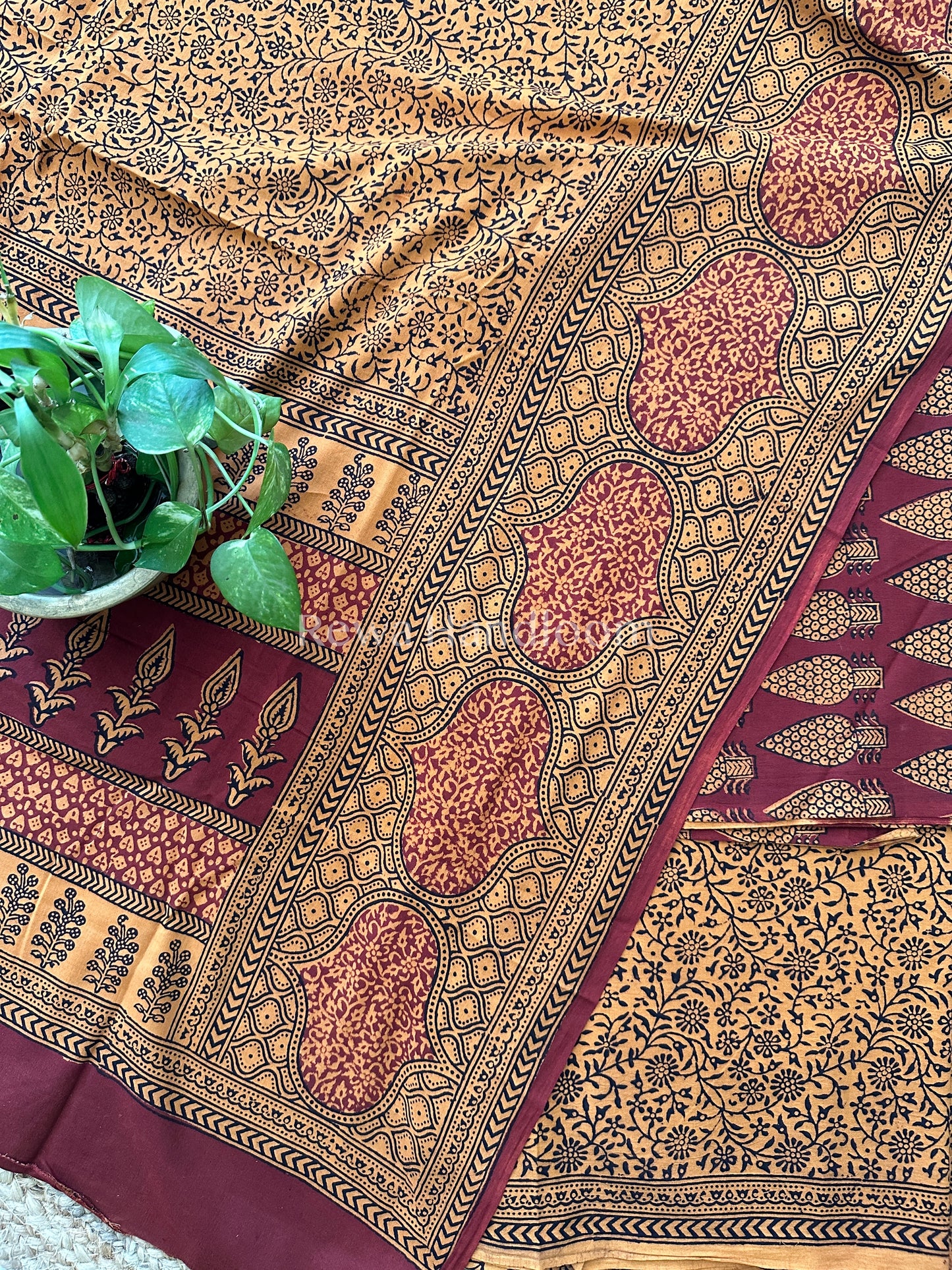 Red-Yellow Bagh Print Cotton Suit-BCS19