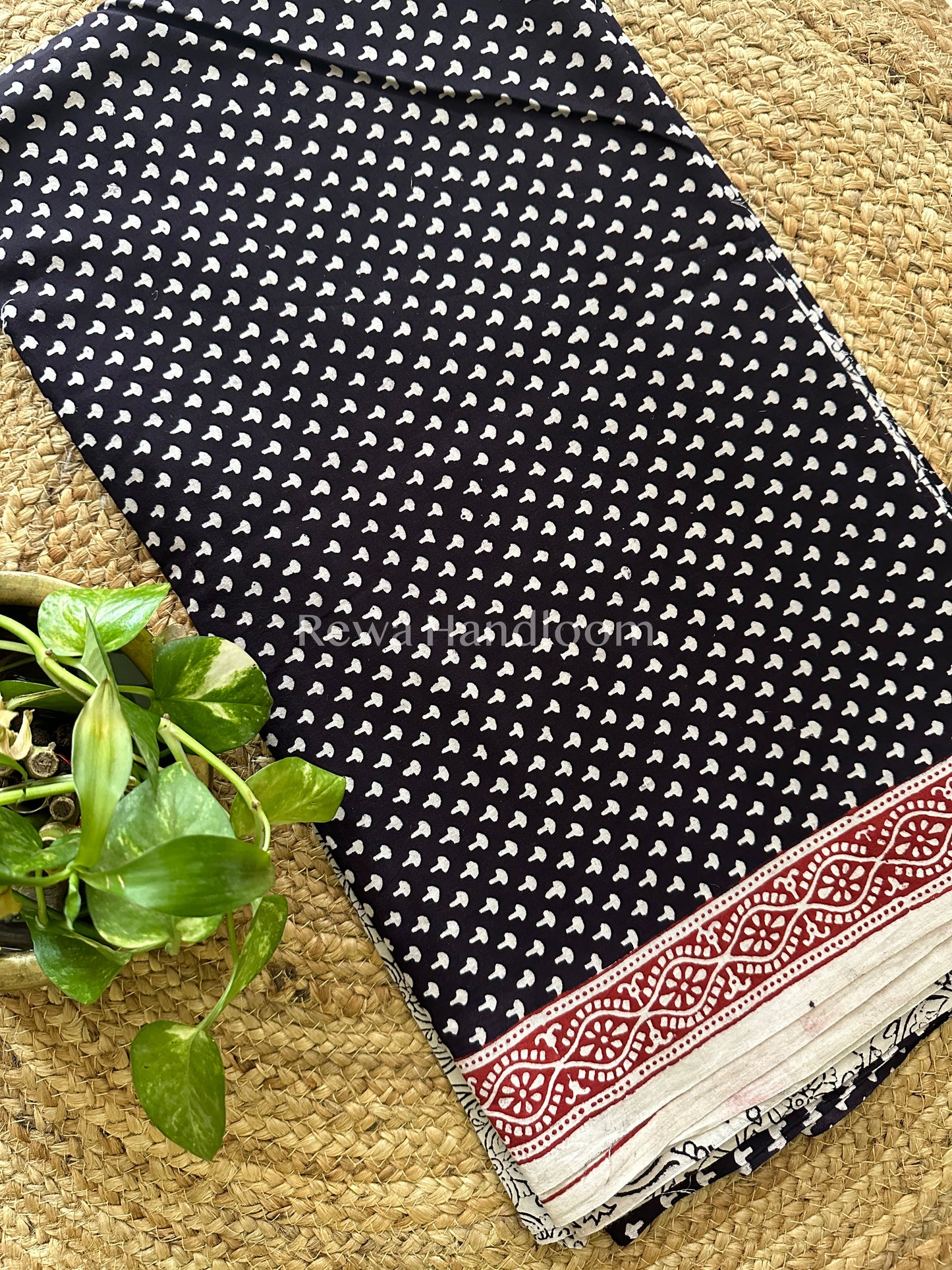 White-Black Bagh Print Cotton Suit-BCS22