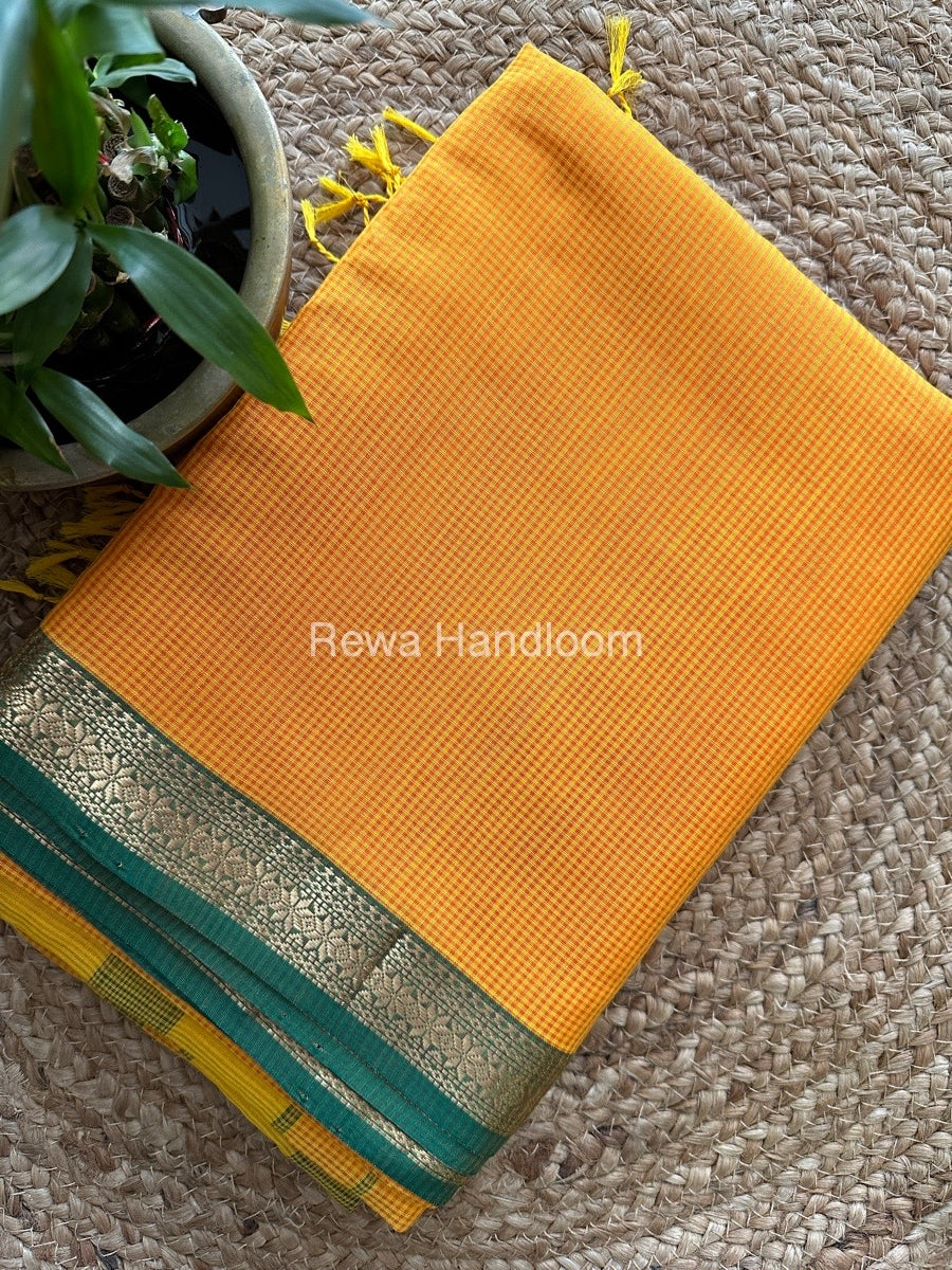 Maheshwari Yellow Garbha Reshami Silk Saree GS132