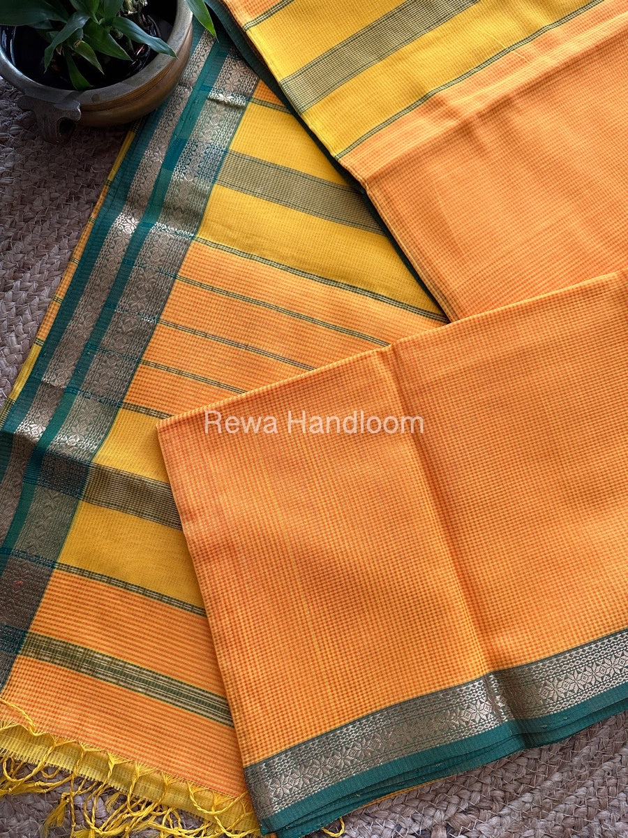 Maheshwari Yellow Garbha Reshami Silk Saree GS132